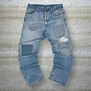 Vintage 90s Rustler Skater Jeans 34x32 Relaxed Straight Leg Fit Light Wash Denim